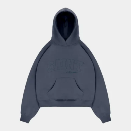 Chain Stitch Hoodie In Chalk Blue